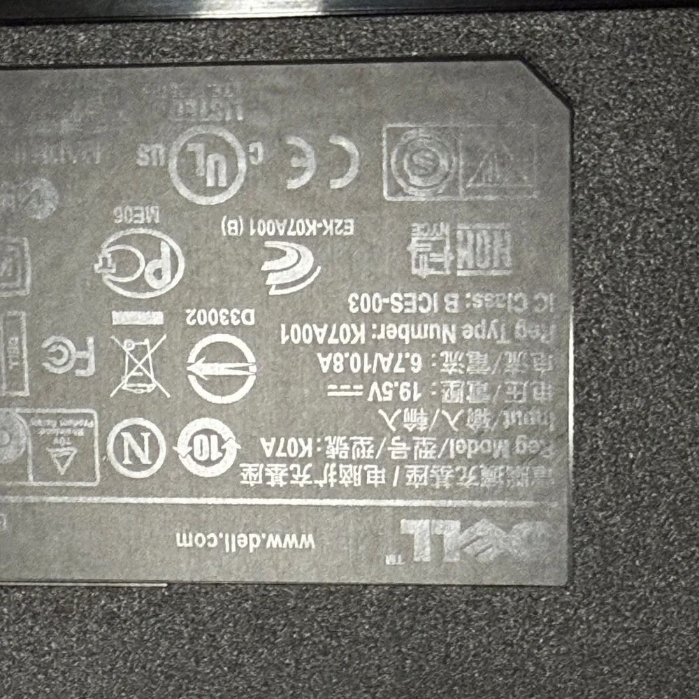 Dell‎ E-Port Replicator Docking Station K07A Black Latitude Precision Dock
